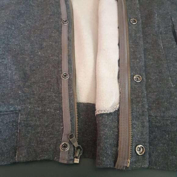 Banana Republic SZ M Heather Grey Full Zip Up Wool & Cotton Men's Sweater Jacket - Picture 8 of 16